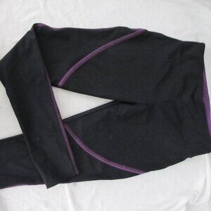 Bally Black Leggings with Purple Trim